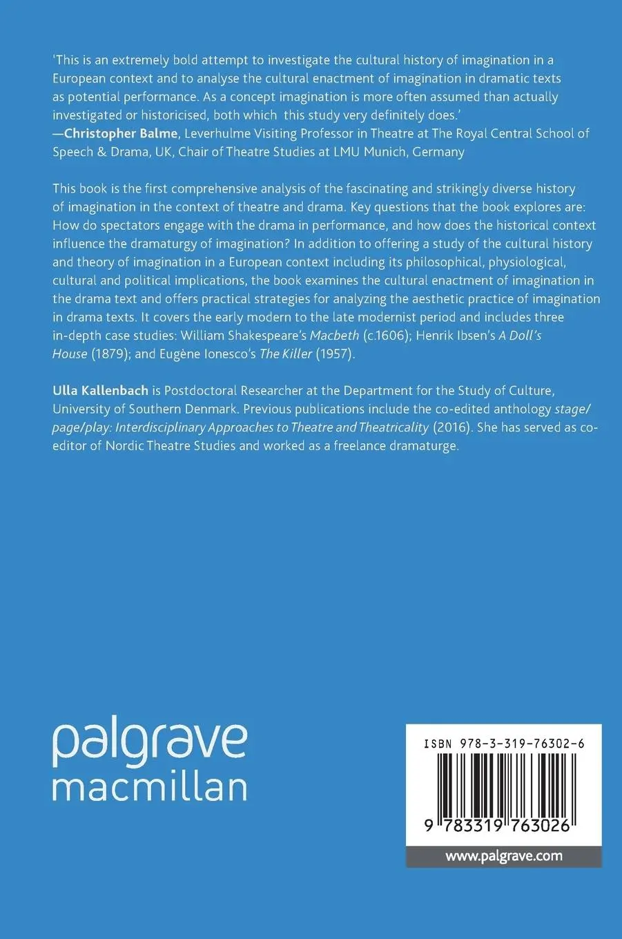 Rückseite: 9783319763026 | The Theatre of Imagining | Ulla Kallenbach | Buch | xv | Englisch