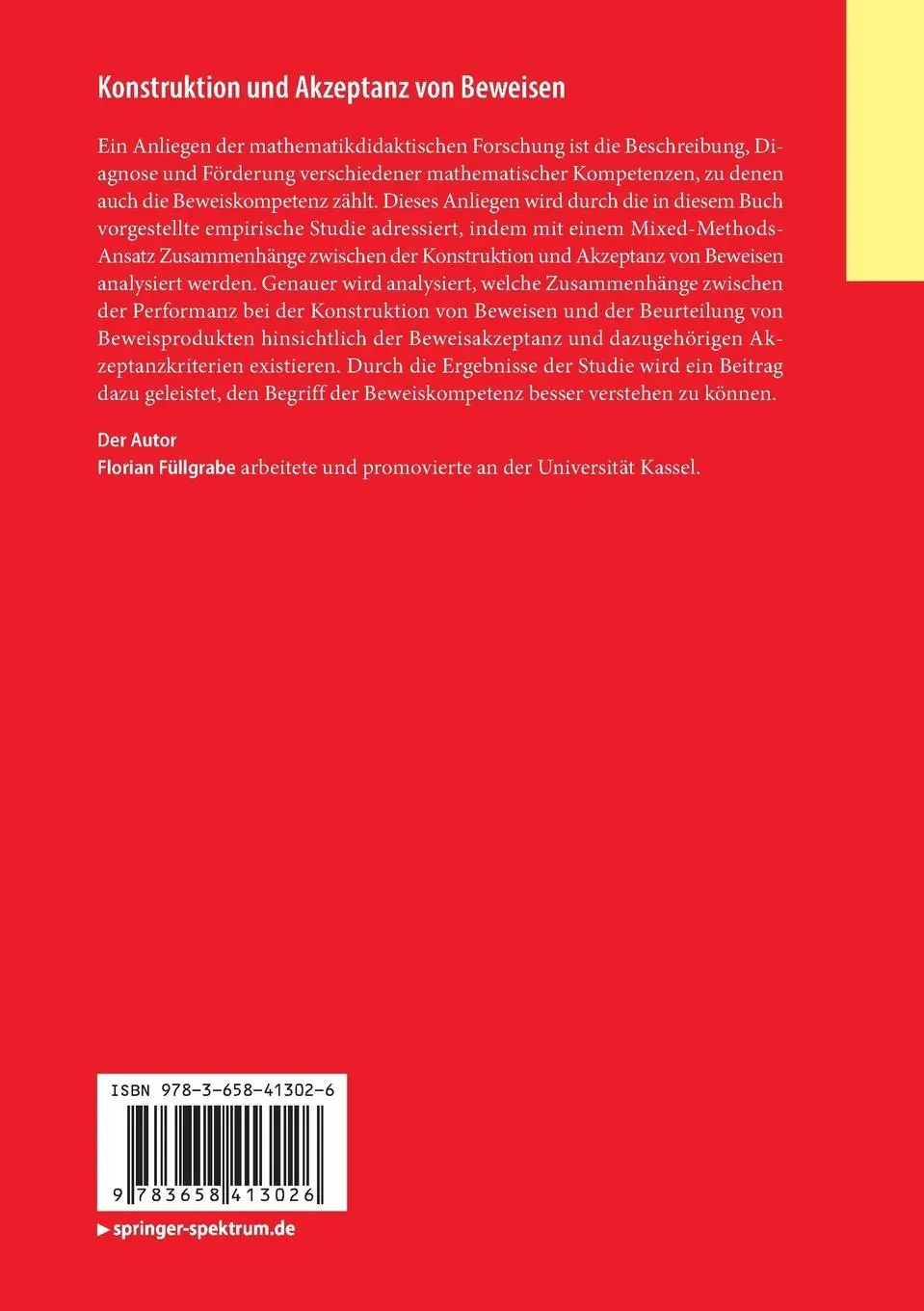 Rückseite: 9783658413026 | Konstruktion und Akzeptanz von Beweisen | Florian Füllgrabe | Buch