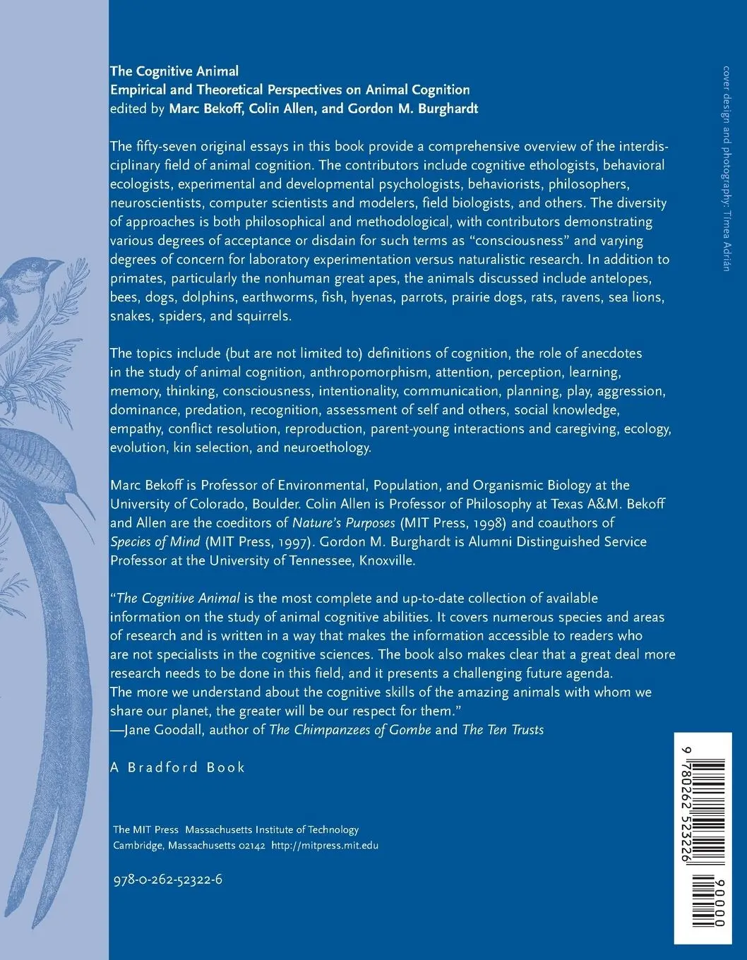 Rückseite: 9780262523226 | The Cognitive Animal | Marc Bekoff (u. a.) | Taschenbuch | Englisch