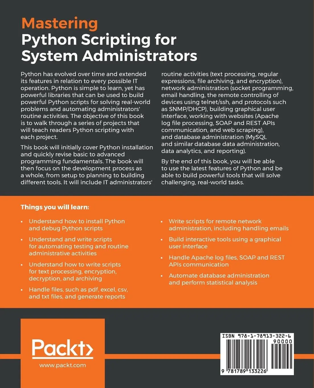 Rückseite: 9781789133226 | Mastering Python Scripting for System Administrators | Naik | Buch
