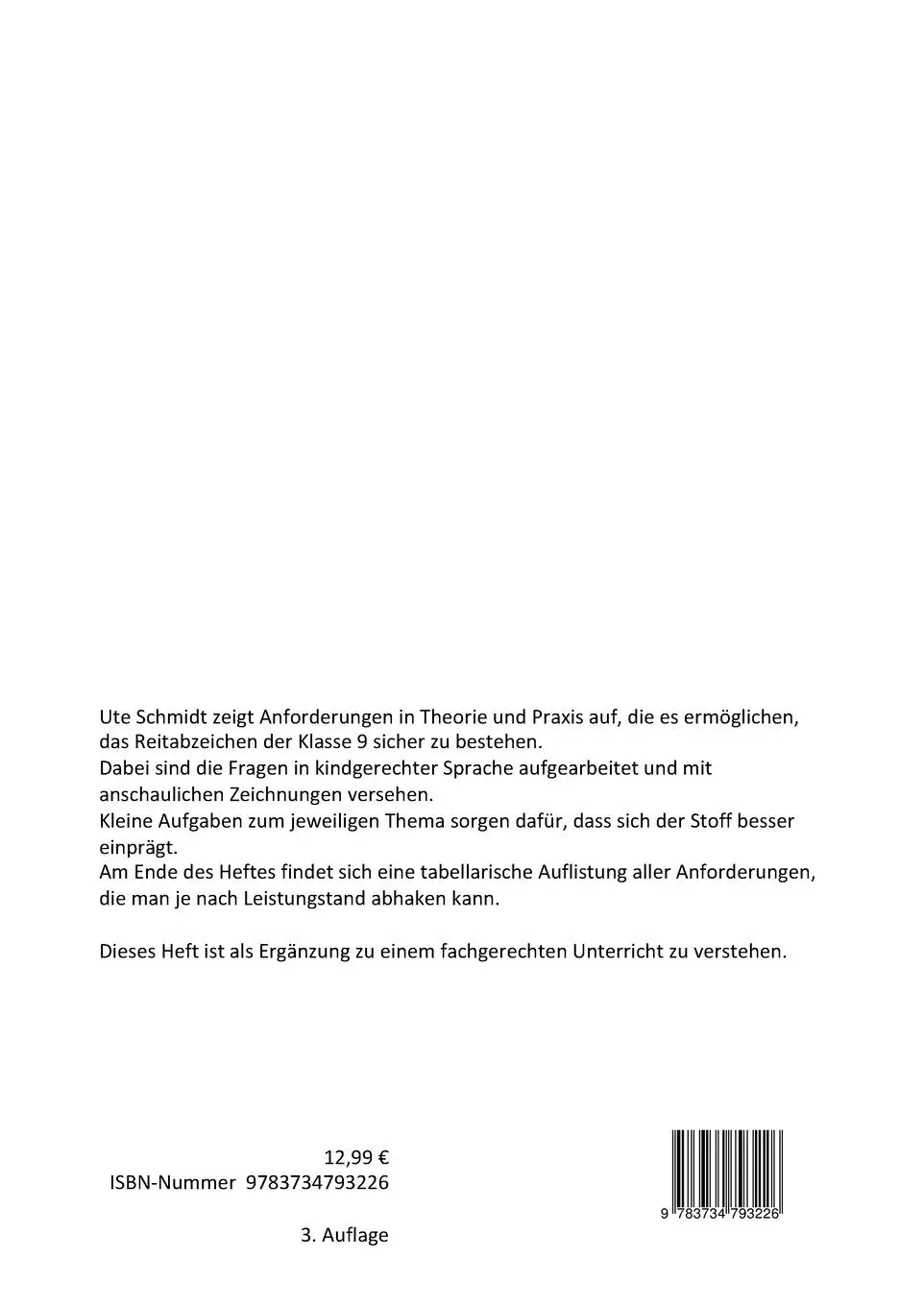 Rückseite: 9783734793226 | Reitabzeichen 9 | Ute Schmidt | Taschenbuch | 44 S. | Deutsch | 2025