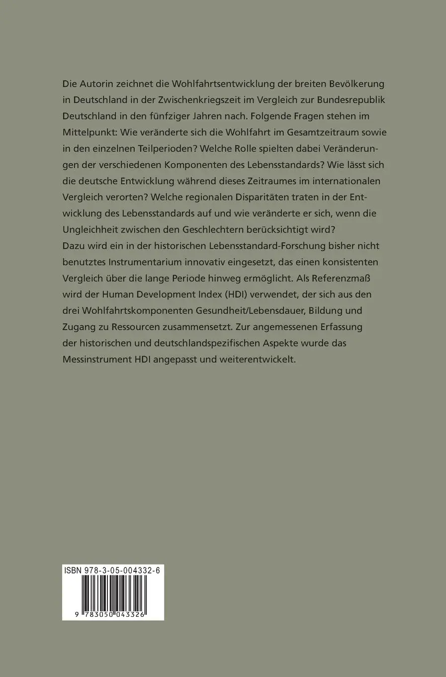Rückseite: 9783050043326 | Die Entwicklung des Lebensstandards in Deutschland zwischen 1920...