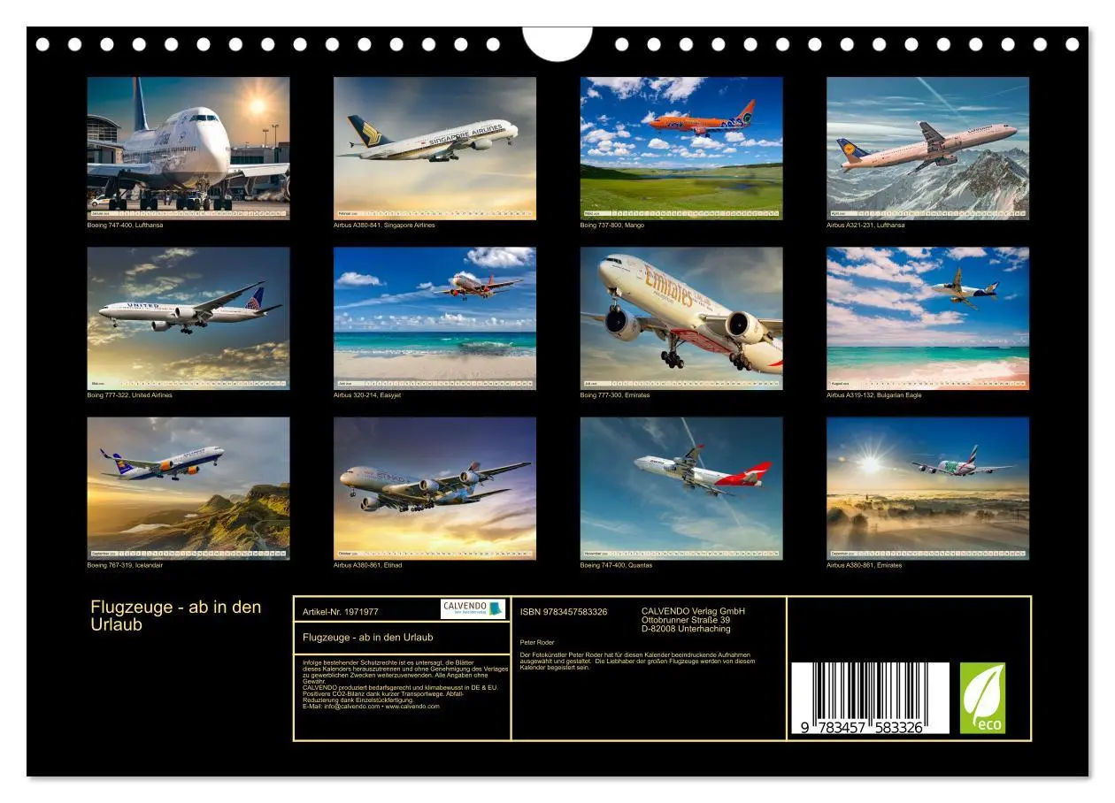 Bild: 9783457583326 | Flugzeuge - ab in den Urlaub (Wandkalender 2026 DIN A4 quer),...
