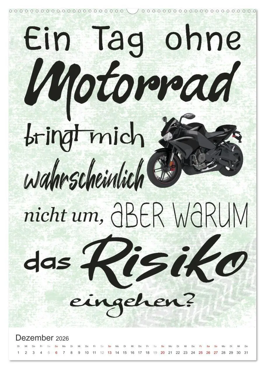 Bild: 9783516363326 | Coole Biker-Sprüche (Wandkalender 2026 DIN A2 hoch), CALVENDO...