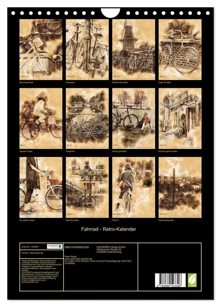 Bild: 9783569523326 | Fahrrad - Retro-Kalender (Wandkalender 2027 DIN A4 hoch), CALVENDO...