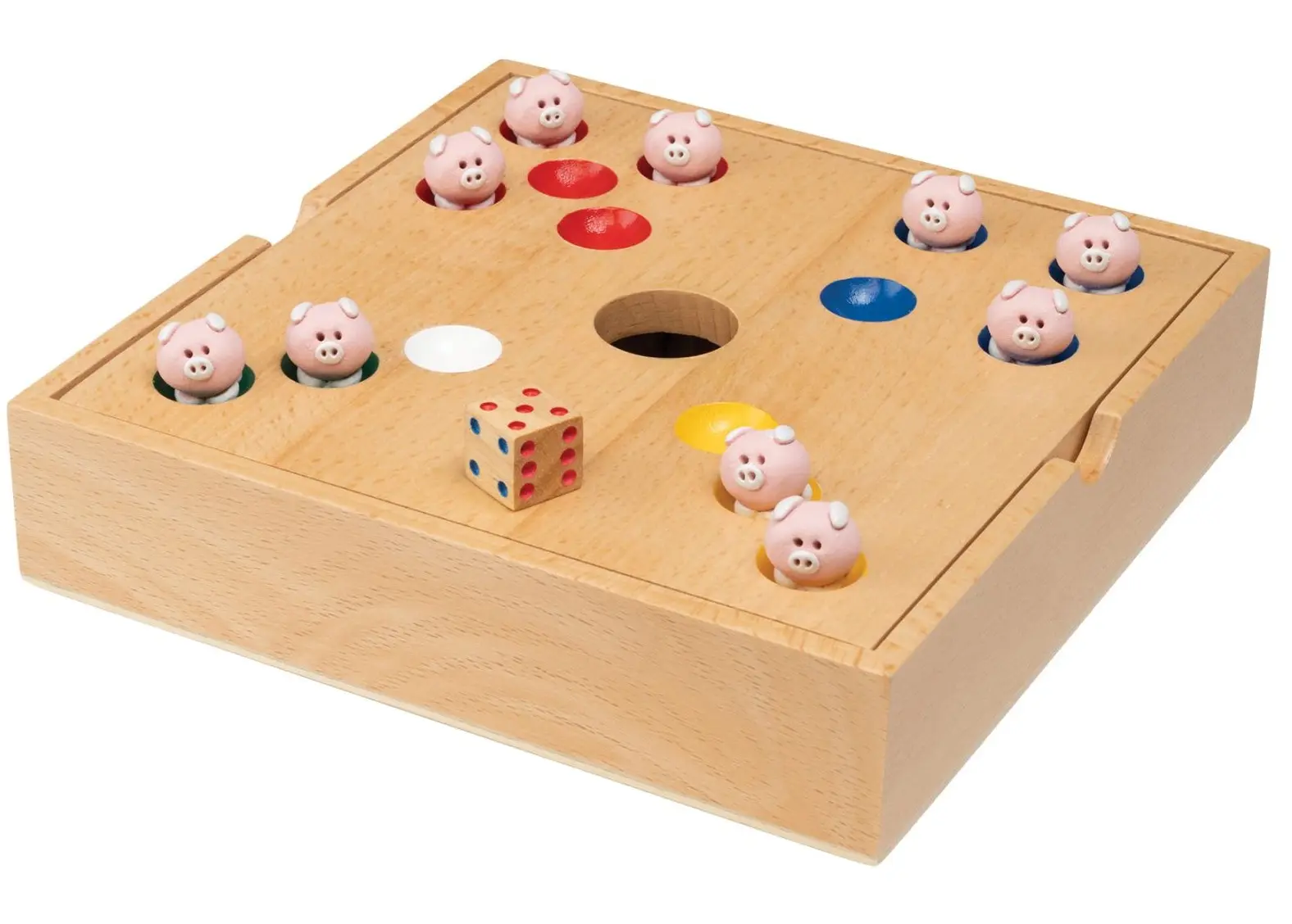 Cover: 4014156063426 | Philos 6342 - Schweinchen in der Grube, Holzbox, Buche, Würfelspiel