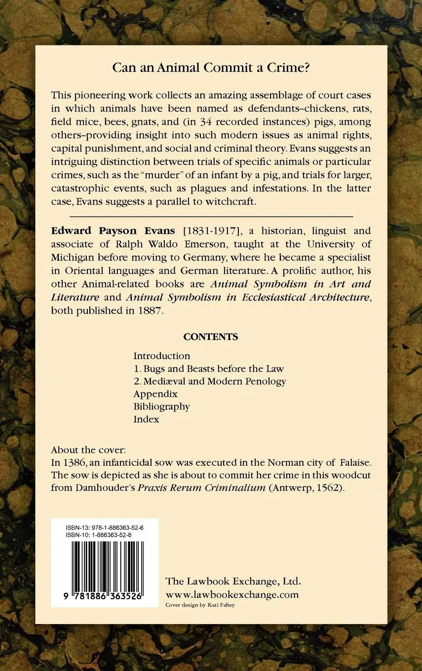 Rückseite: 9781886363526 | The Criminal Prosecution and Capital Punishment of Animals | Evans