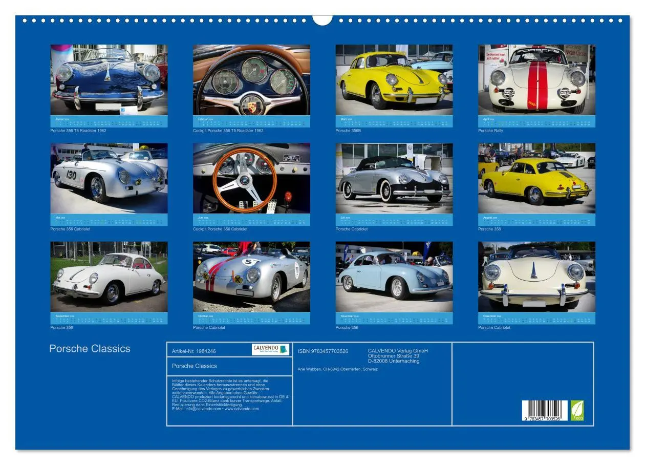 Bild: 9783457703526 | Porsche Classics (Wandkalender 2026 DIN A2 quer), CALVENDO...