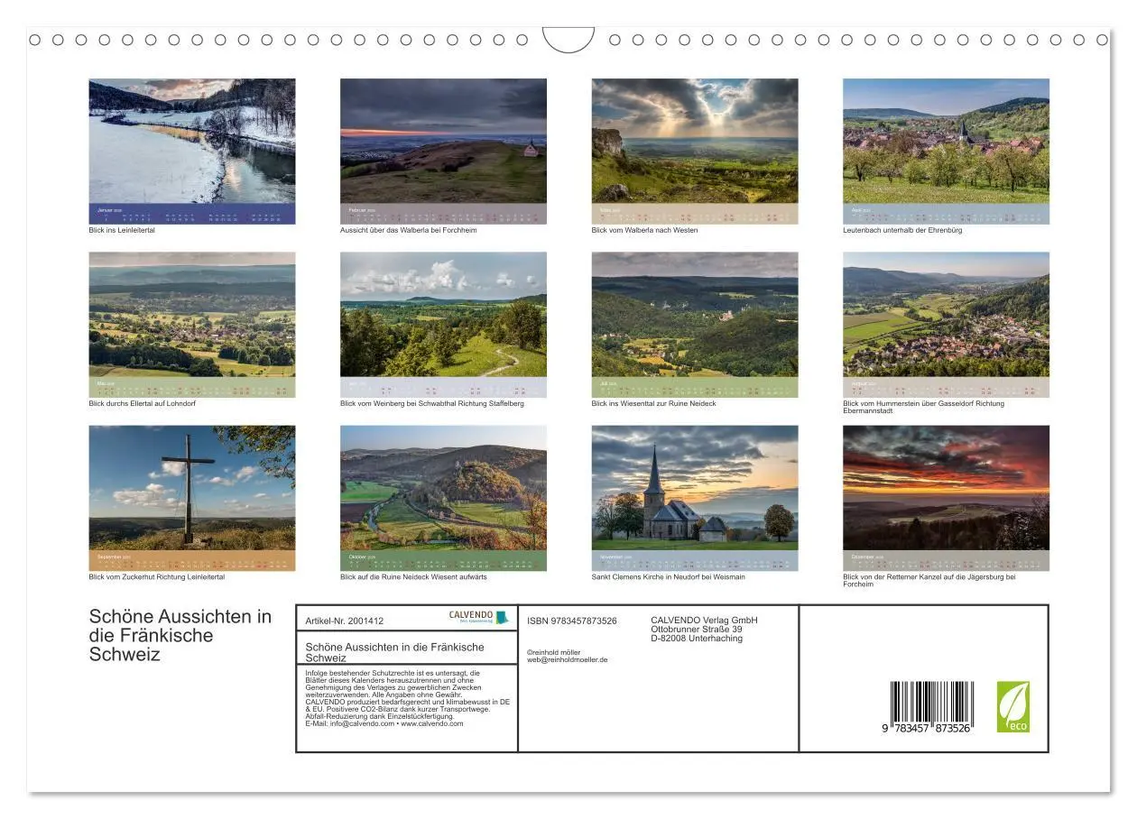 Bild: 9783457873526 | Schöne Aussichten in die Fränkische Schweiz (Wandkalender 2026 DIN...