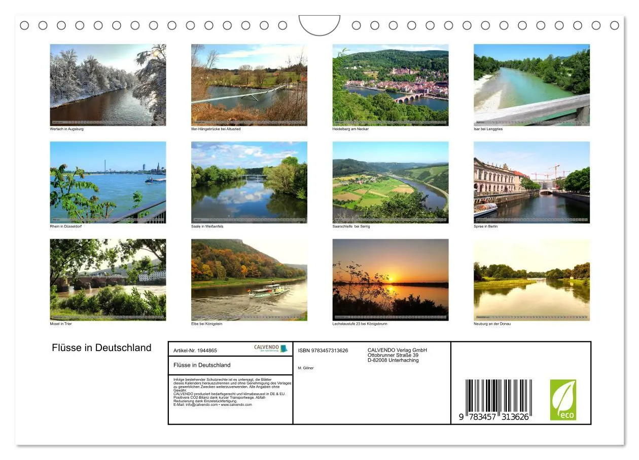 Bild: 9783457313626 | Flüsse in Deutschland (Wandkalender 2026 DIN A4 quer), CALVENDO...