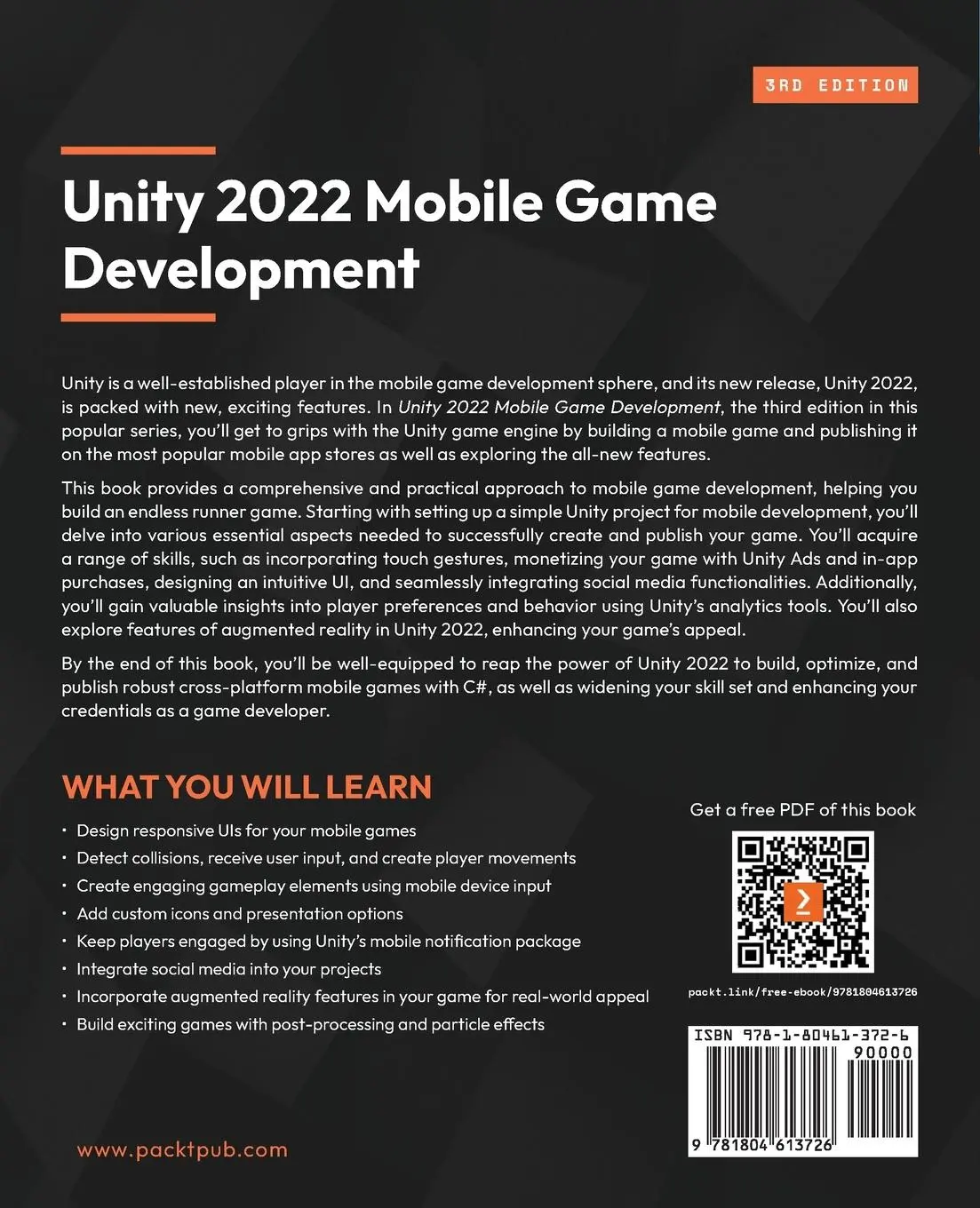Rückseite: 9781804613726 | Unity 2022 Mobile Game Development - Third Edition | John P. Doran