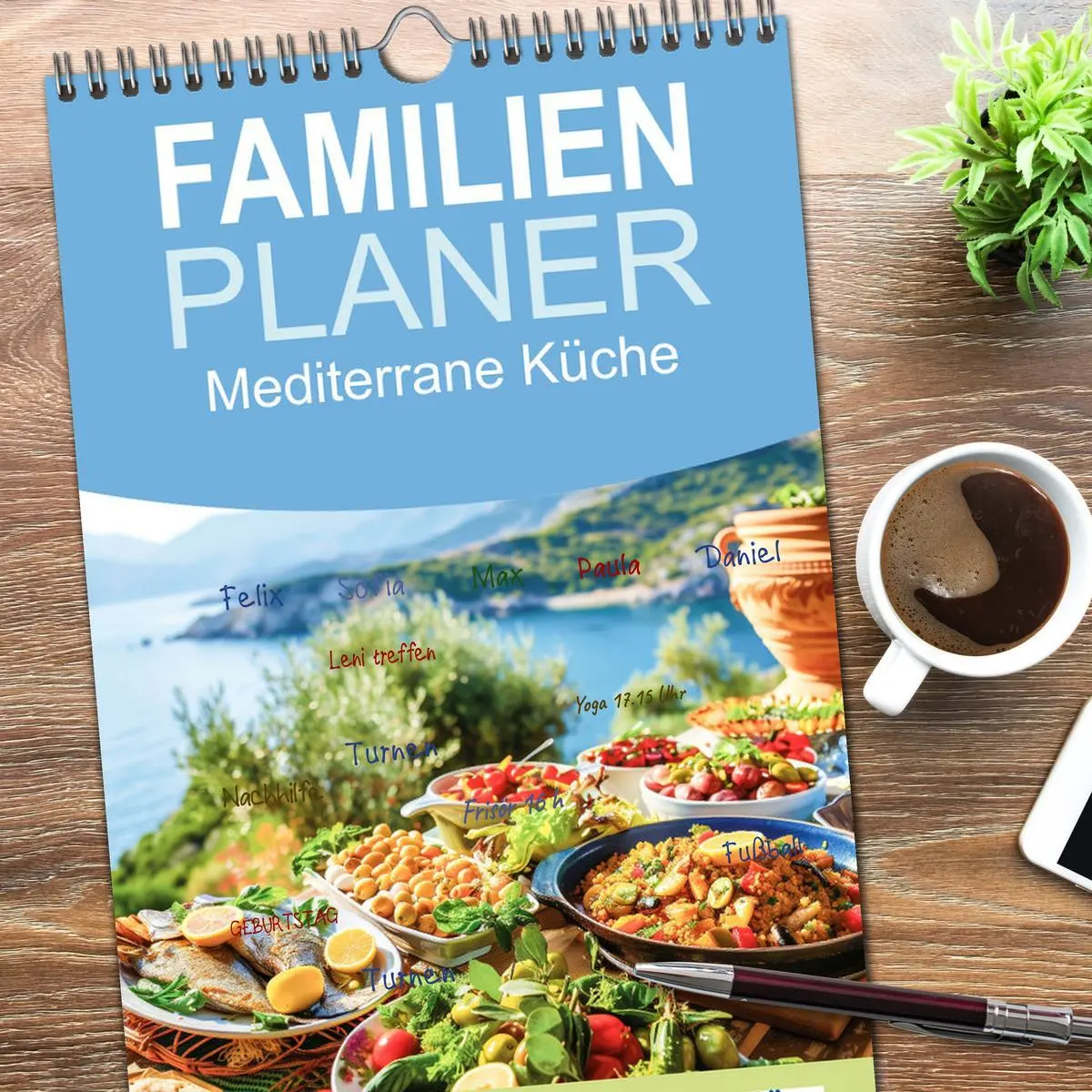 Bild: 9783516493726 | Familienplaner 2026 - Mediterrane Küche mit 5 Spalten...