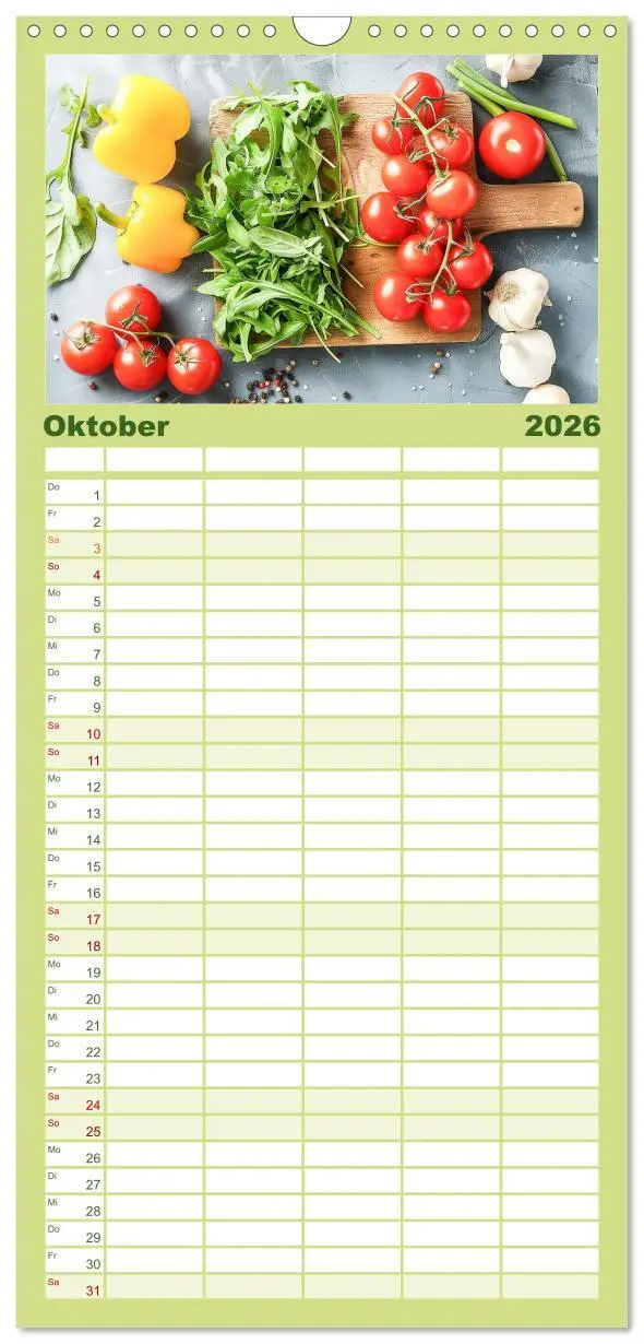 Bild: 9783516493726 | Familienplaner 2026 - Mediterrane Küche mit 5 Spalten...