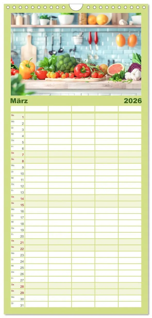 Bild: 9783516493726 | Familienplaner 2026 - Mediterrane Küche mit 5 Spalten...