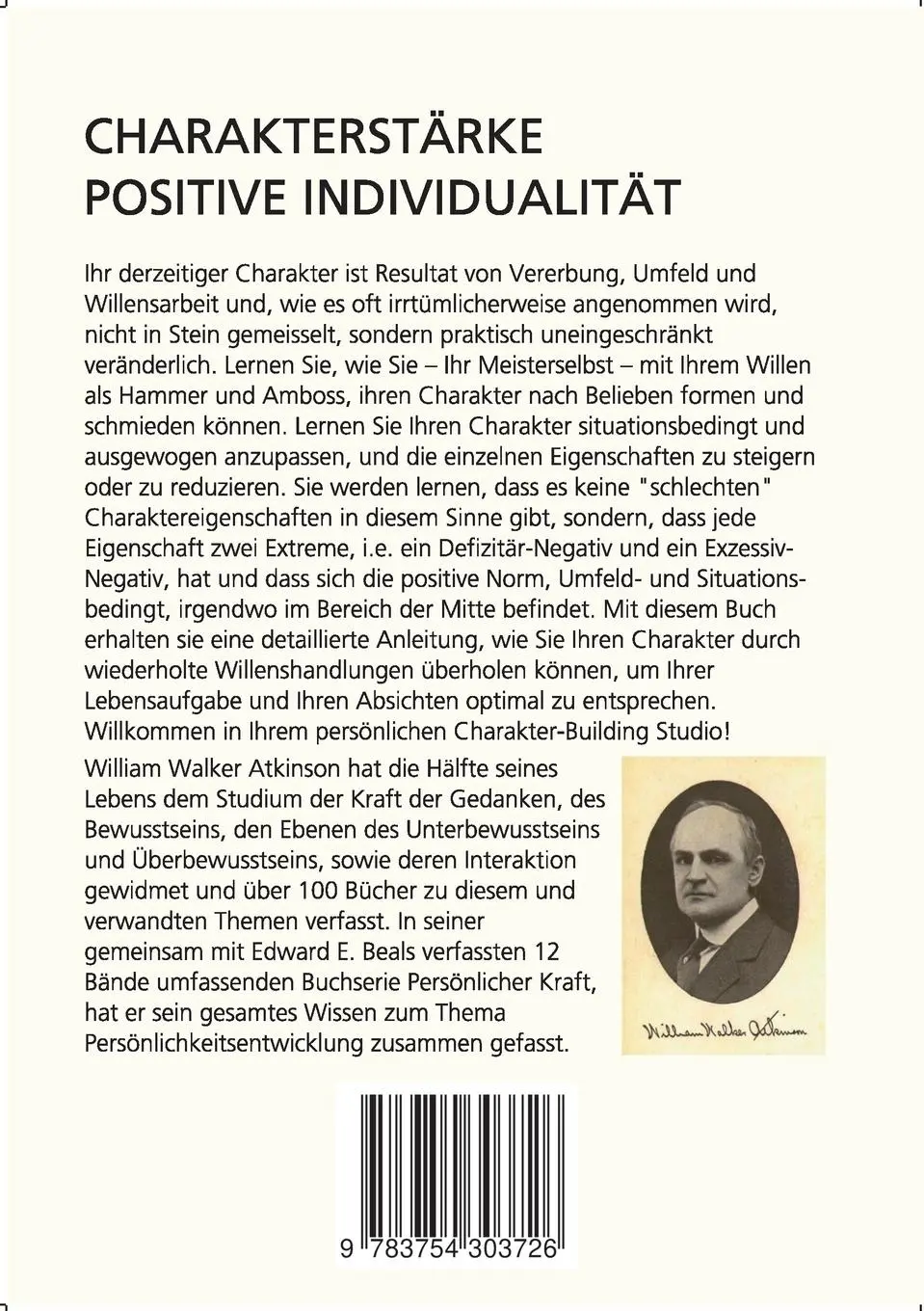 Rückseite: 9783754303726 | Charakterstärke | Positive Individualität - 1922 | Atkinson (u. a.)