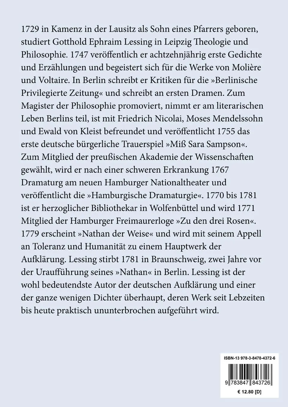 Rückseite: 9783847843726 | Laokoon (Großdruck) | oder Über die Grenzen der Malerei und Poesie