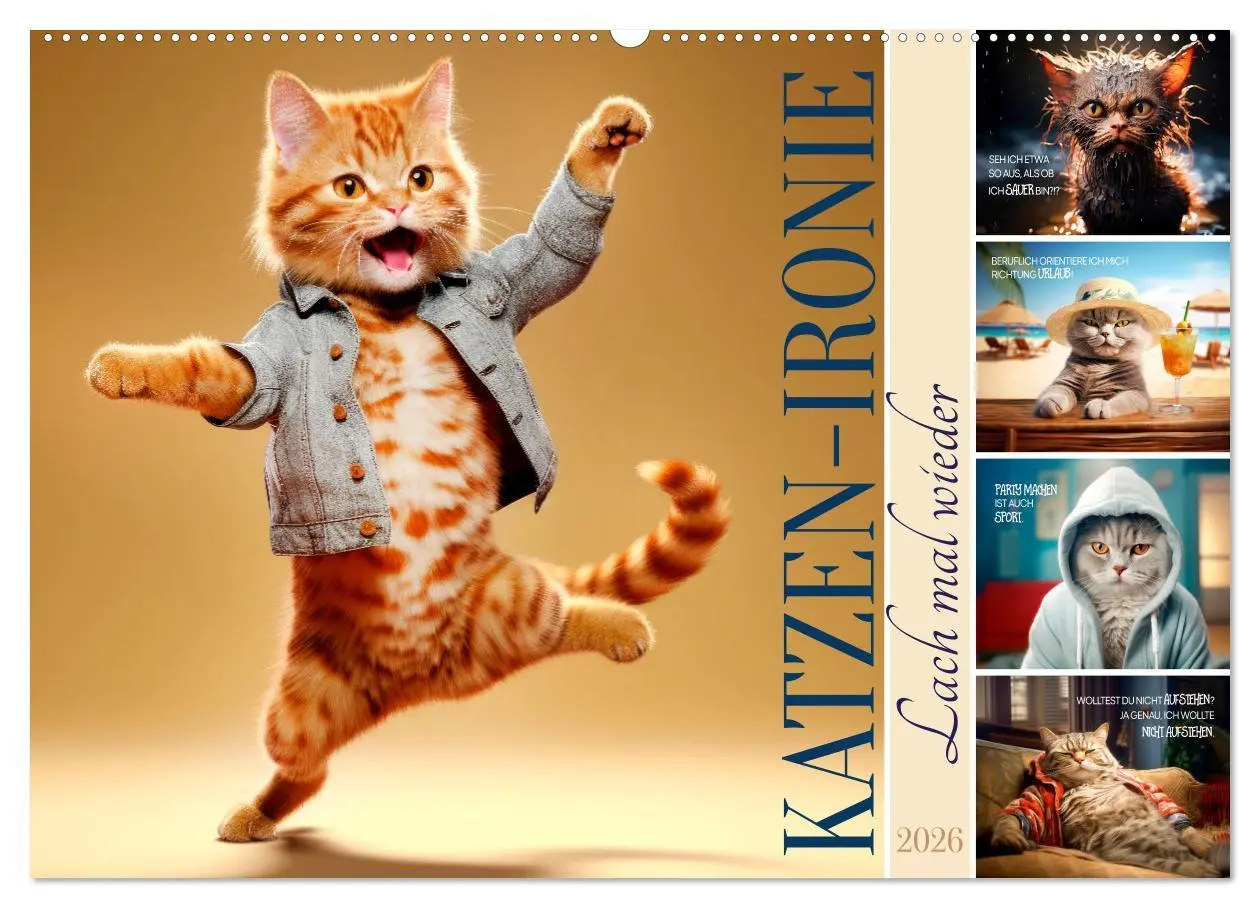 Cover: 9783457463826 | KATZEN-IRONIE Lach mal wieder (Wandkalender 2026 DIN A2 quer),...