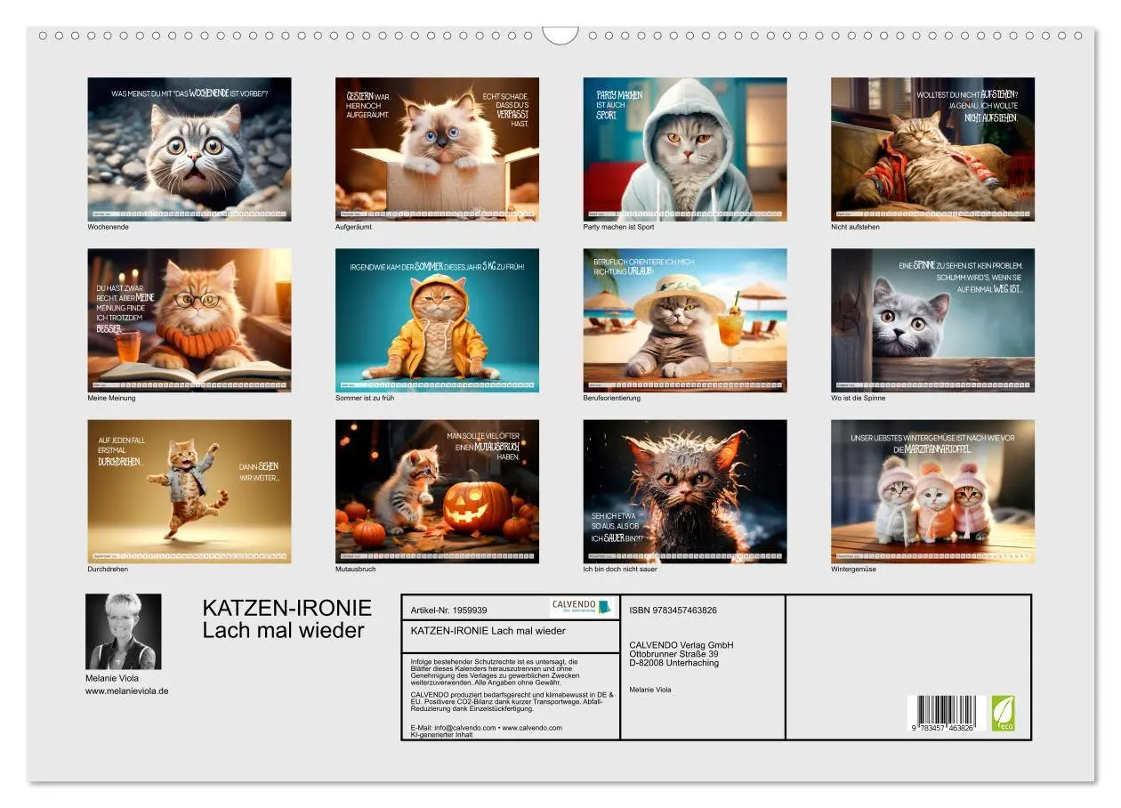 Bild: 9783457463826 | KATZEN-IRONIE Lach mal wieder (Wandkalender 2026 DIN A2 quer),...