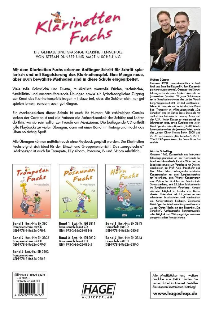 Bild: 9783866263826 | Klarinetten Fuchs Band 1 mit CD | Stefan Dünser (u. a.) | Buch | 2016
