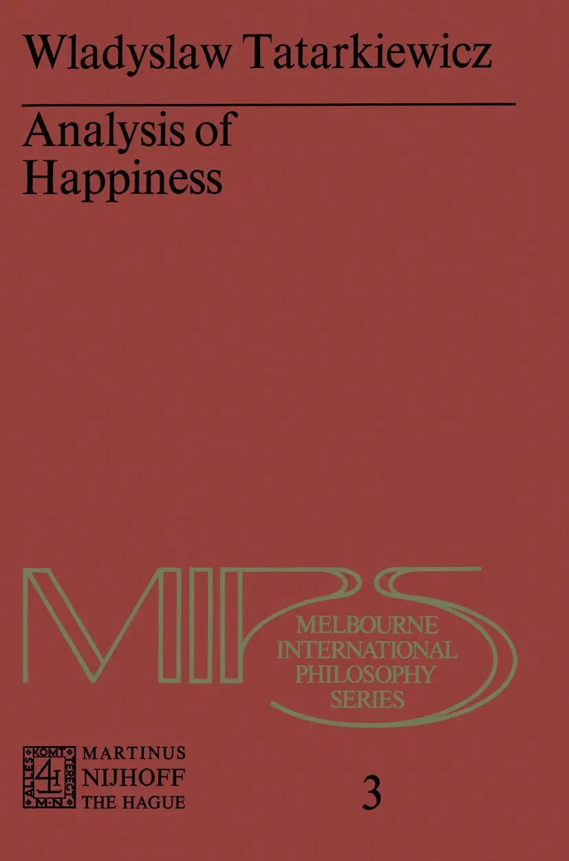 Cover: 9789401013826 | Analysis of Happiness | W. Tatarkiewicz | Taschenbuch | 372 S. | 2011