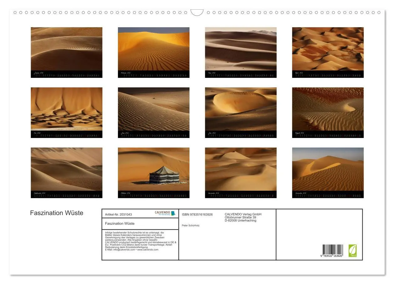 Bild: 9783516163926 | Faszination Wüste (Wandkalender 2026 DIN A2 quer), CALVENDO...