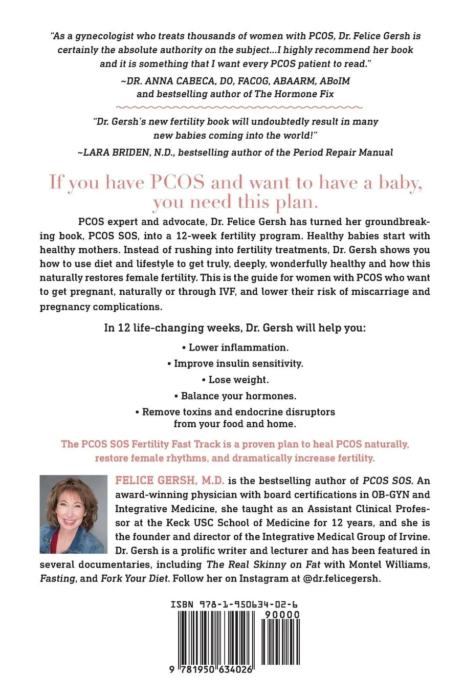 Rückseite: 9781950634026 | PCOS SOS Fertility Fast Track | M. D. Felice Gersh (u. a.) | Buch