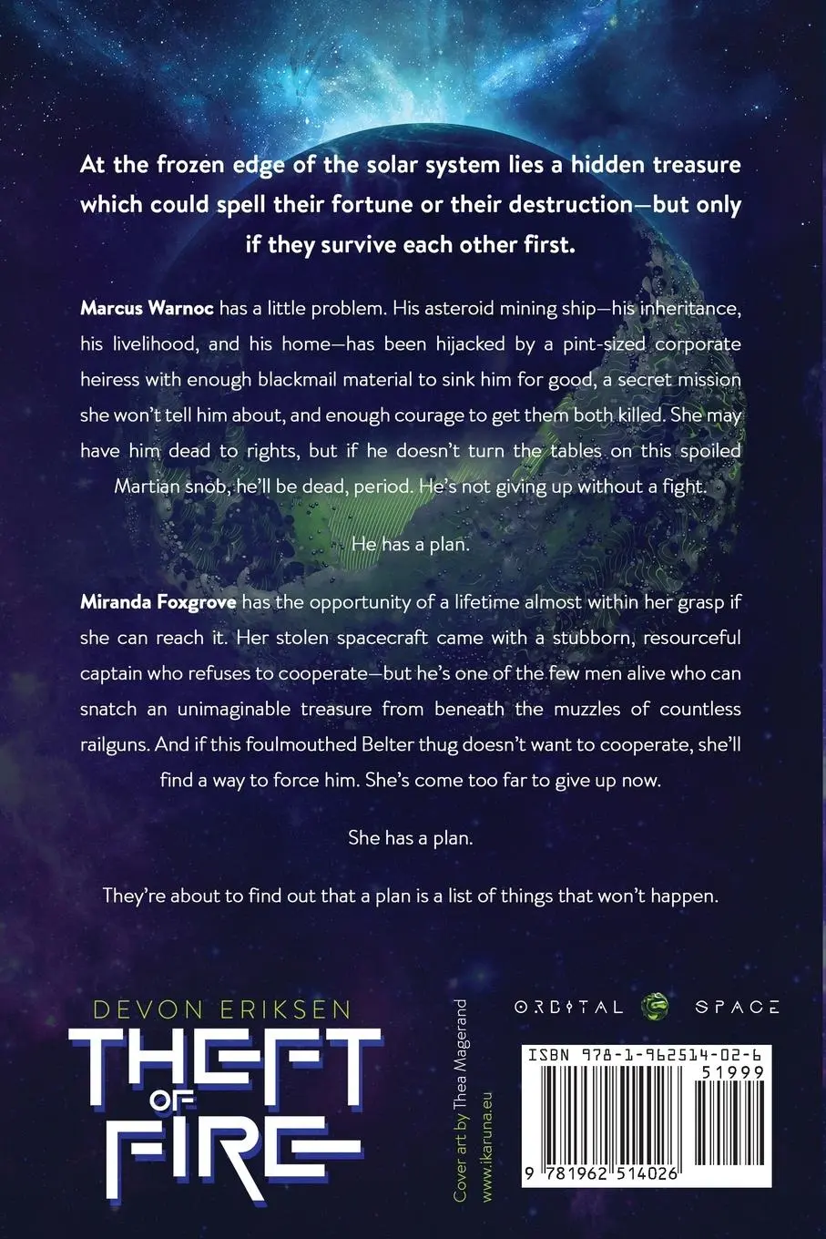 Rückseite: 9781962514026 | Theft of Fire | Orbital Space #1 | Devon Eriksen | Taschenbuch | 2023