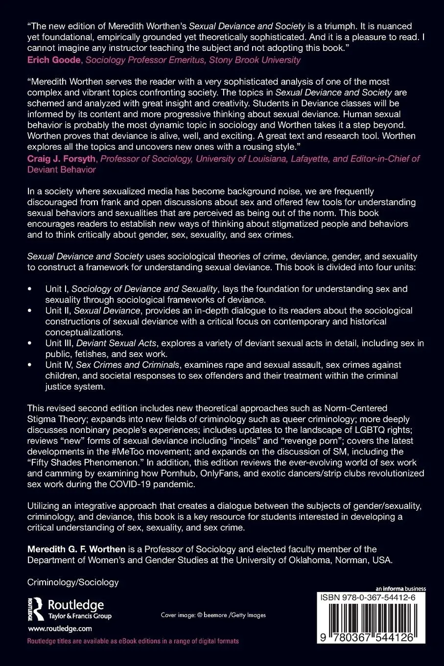 Rückseite: 9780367544126 | Sexual Deviance and Society | A Sociological Examination | Worthen