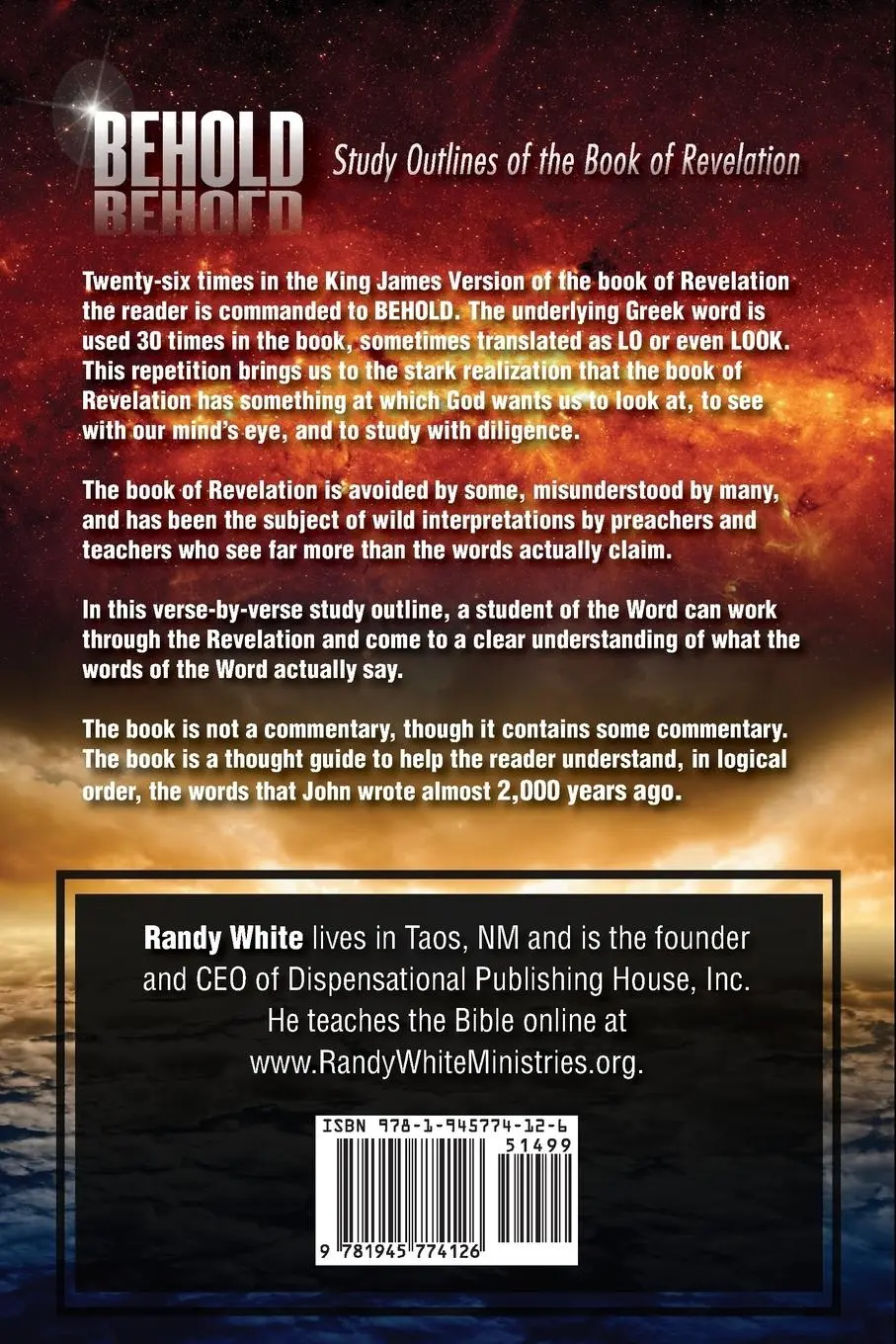 Rückseite: 9781945774126 | Behold | Study Outlines of the Book of Revelation | Randy White | Buch