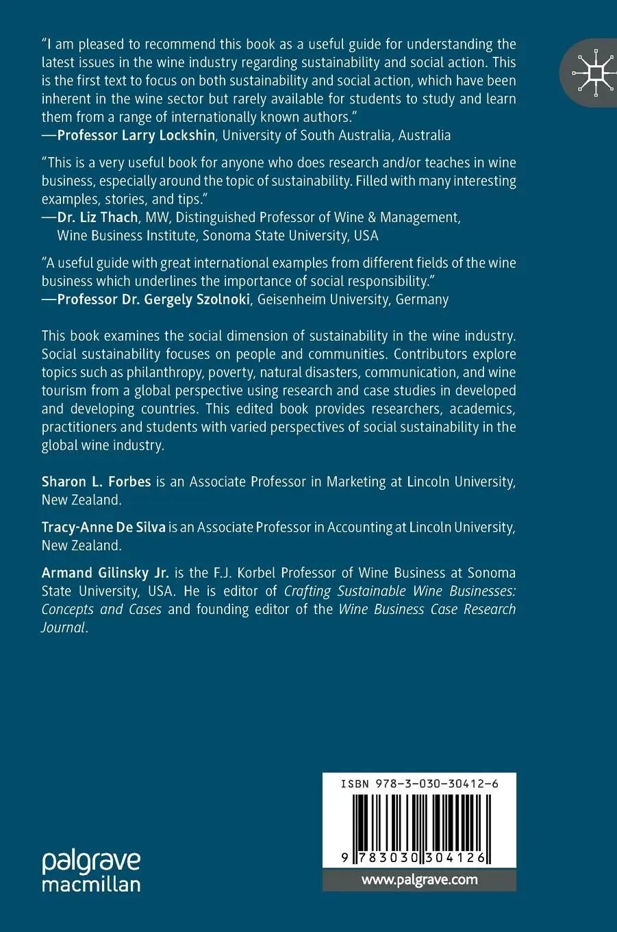 Rückseite: 9783030304126 | Social Sustainability in the Global Wine Industry | Concepts and Cases
