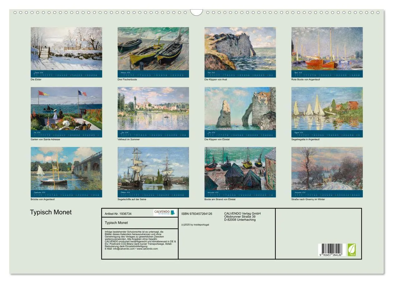 Bild: 9783457264126 | Typisch Monet (Wandkalender 2026 DIN A2 quer), CALVENDO Monatskalender