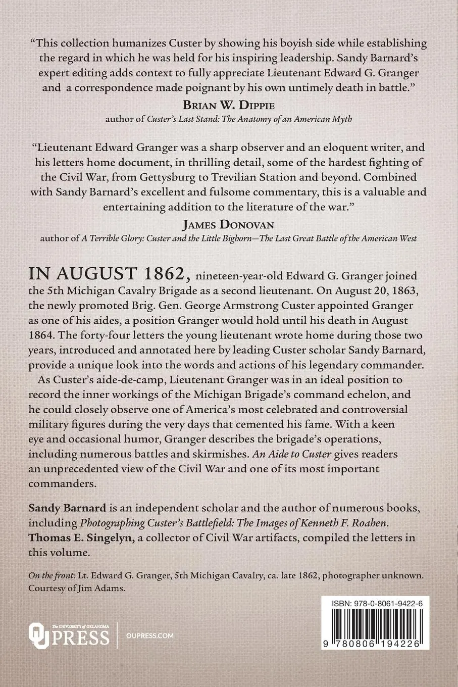 Rückseite: 9780806194226 | An Aide to Custer | The Civil War Letters of Lt. Edward G. Granger