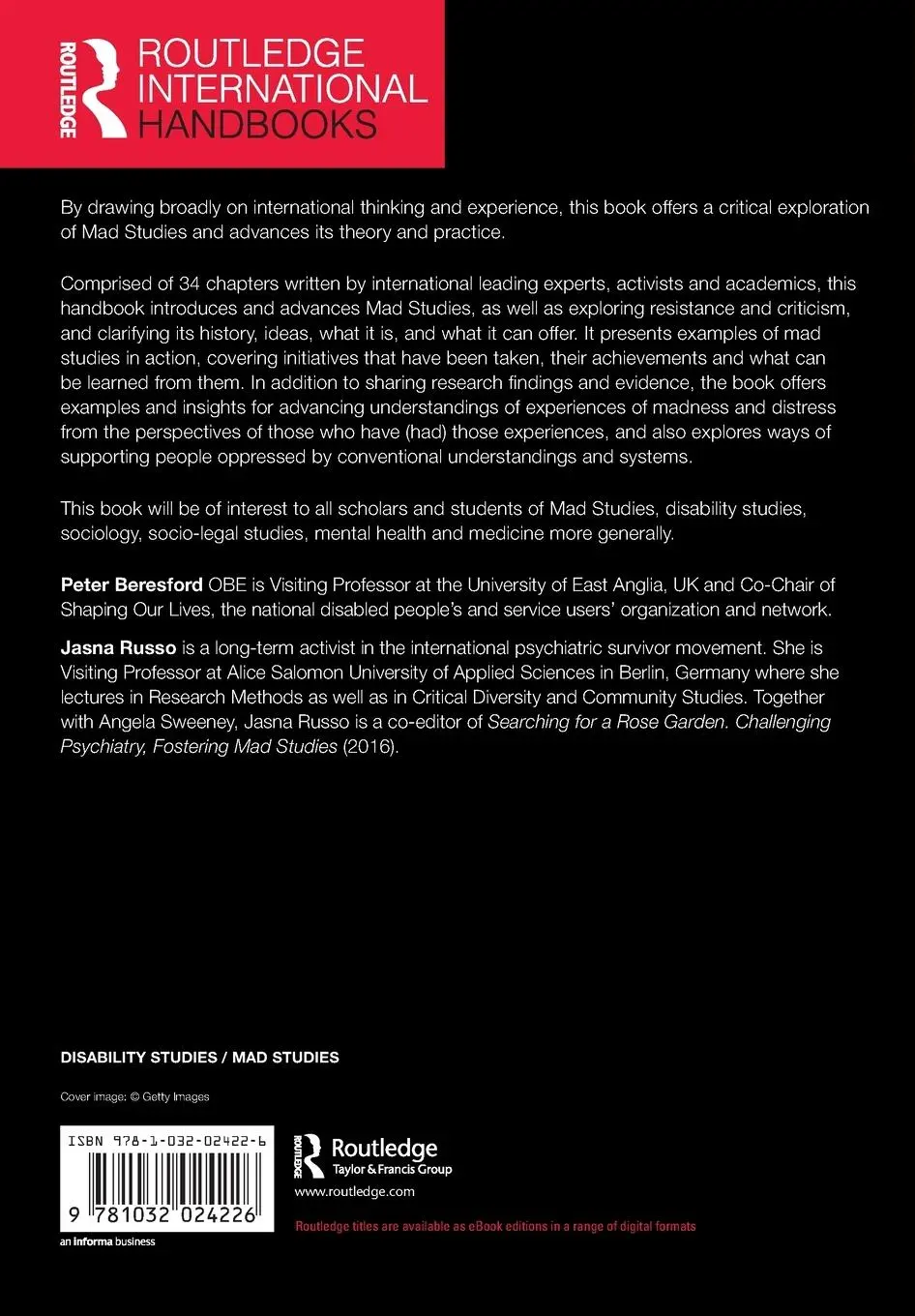 Rückseite: 9781032024226 | The Routledge International Handbook of Mad Studies | Taschenbuch