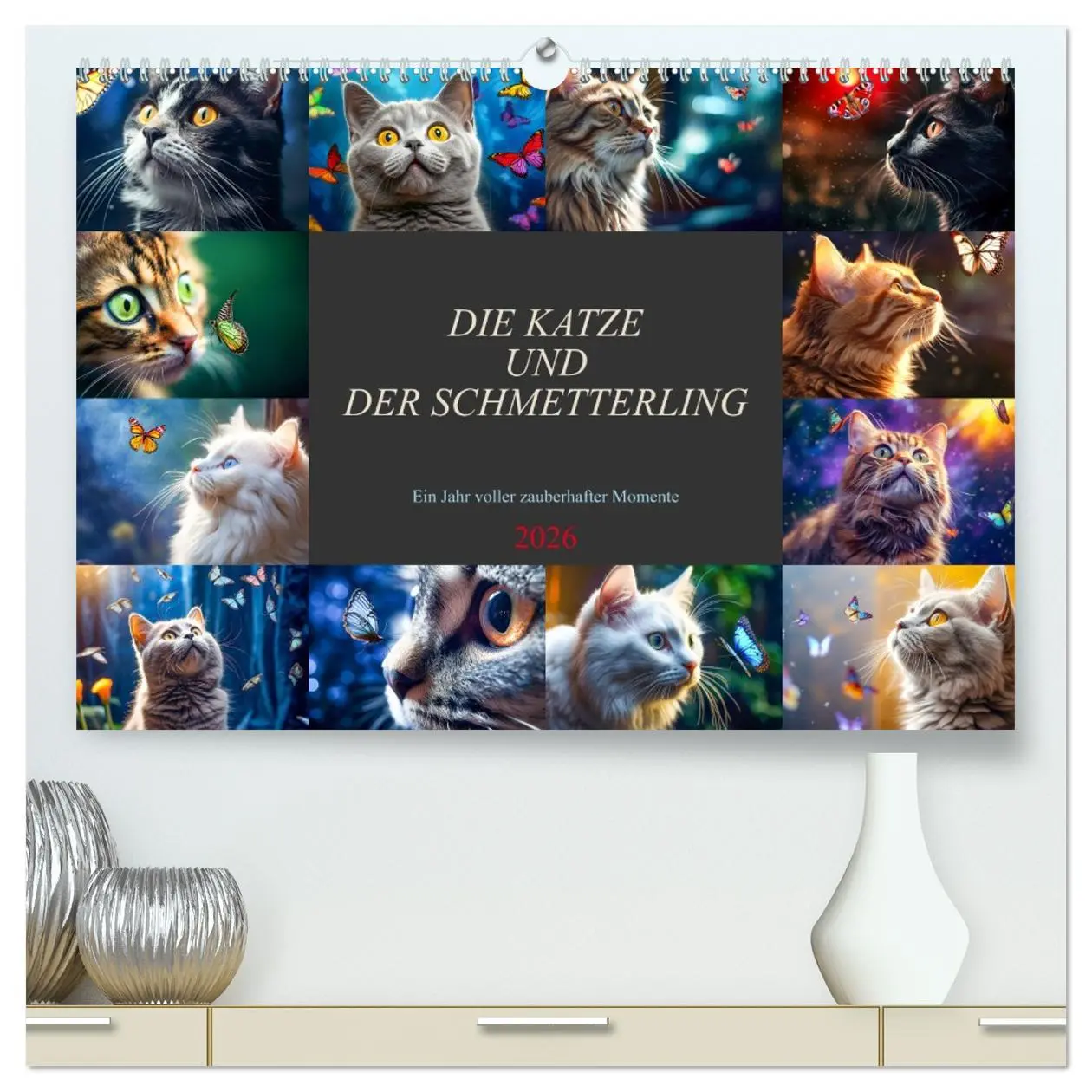 Cover: 9783457494226 | Die Katze und der Schmetterling (hochwertiger Premium Wandkalender...