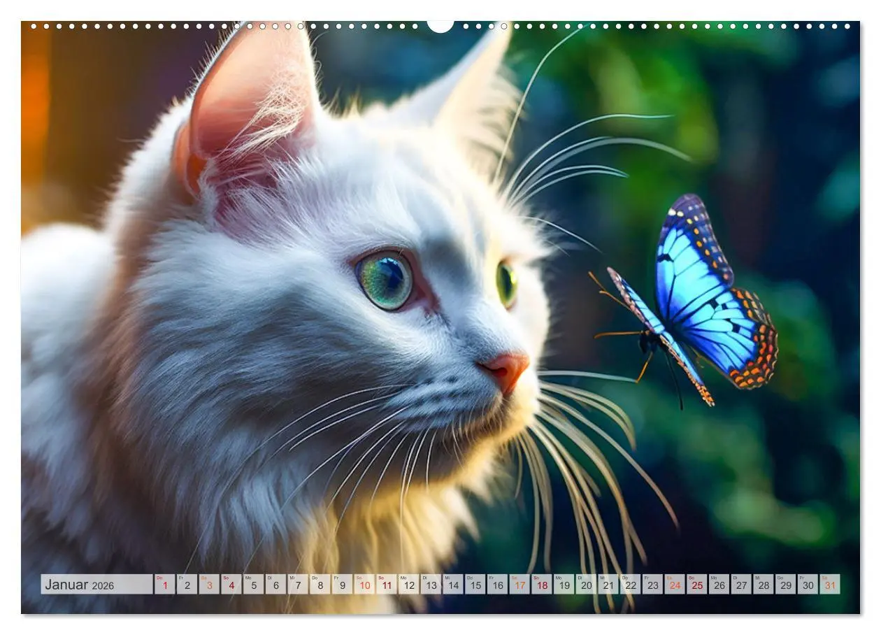 Bild: 9783457494226 | Die Katze und der Schmetterling (hochwertiger Premium Wandkalender...