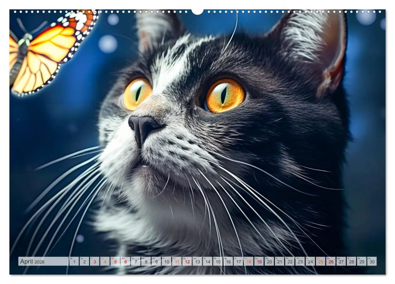 Bild: 9783457494226 | Die Katze und der Schmetterling (hochwertiger Premium Wandkalender...