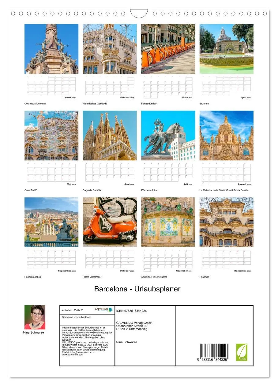 Bild: 9783516344226 | Barcelona - Urlaubsplaner (Wandkalender 2026 DIN A3 hoch), CALVENDO...