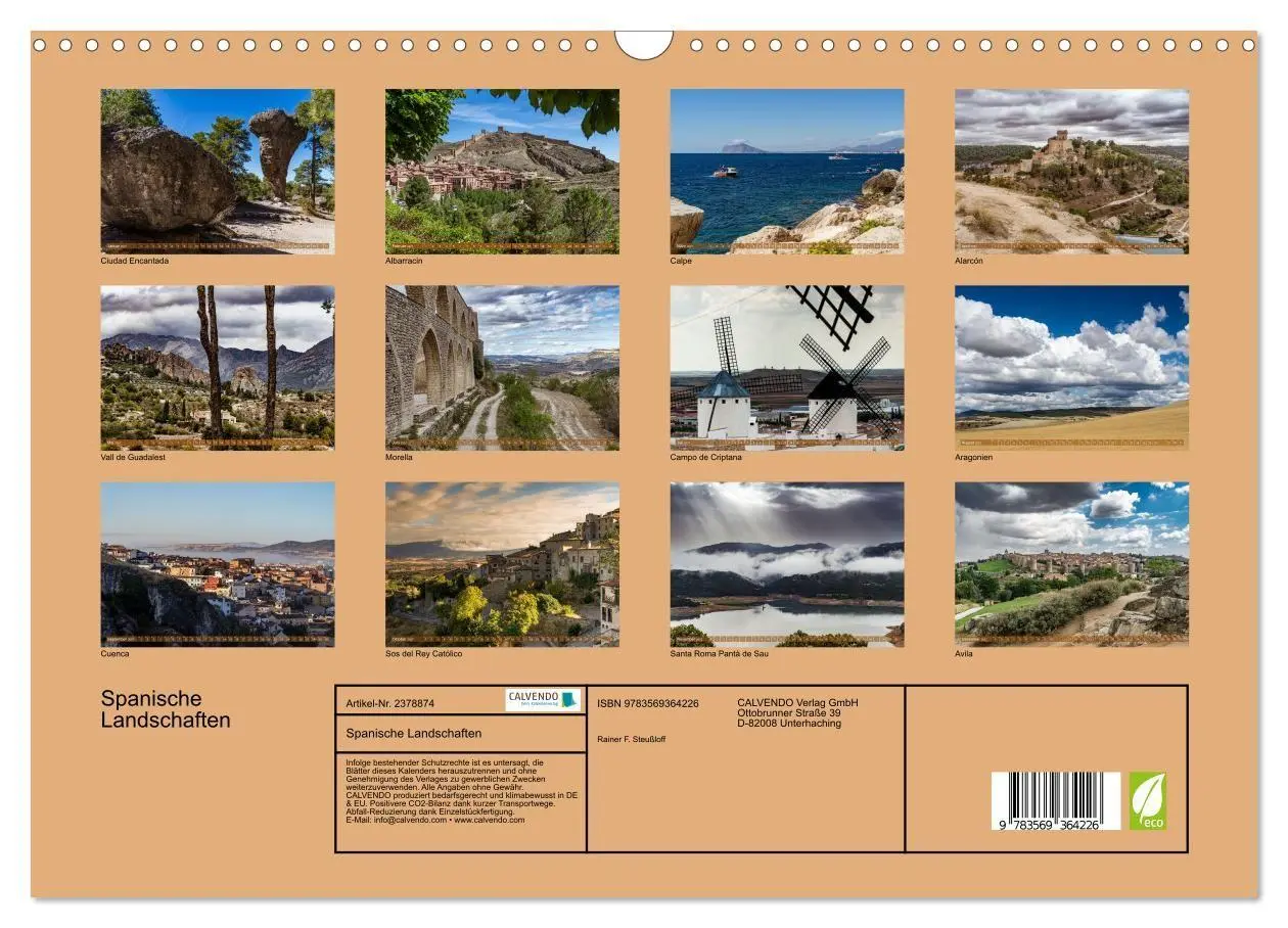 Bild: 9783569364226 | Spanische Landschaften (Wandkalender 2027 DIN A3 quer), CALVENDO...