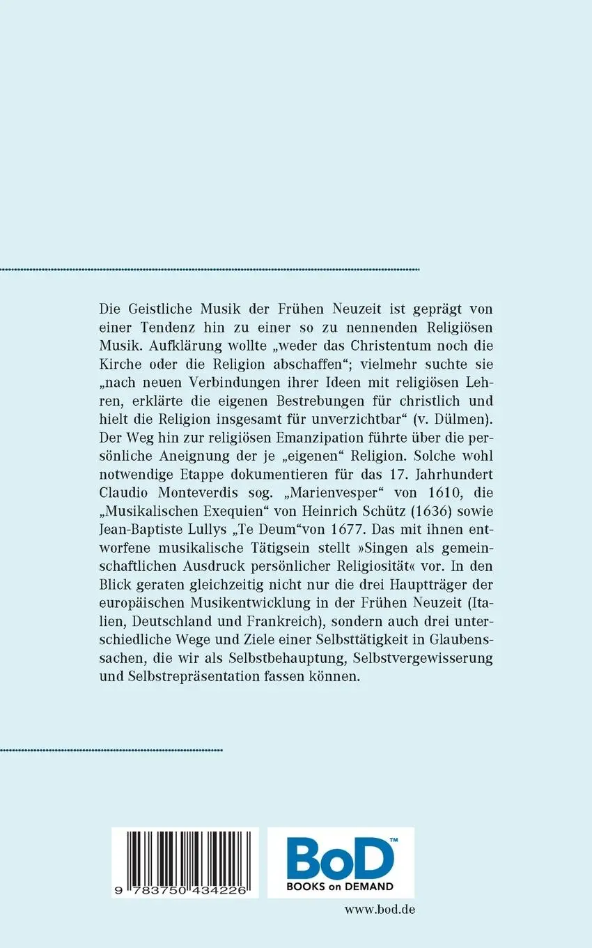 Rückseite: 9783750434226 | Religiöse Musik | Dietmar Ströbel | Taschenbuch | 204 S. | Deutsch