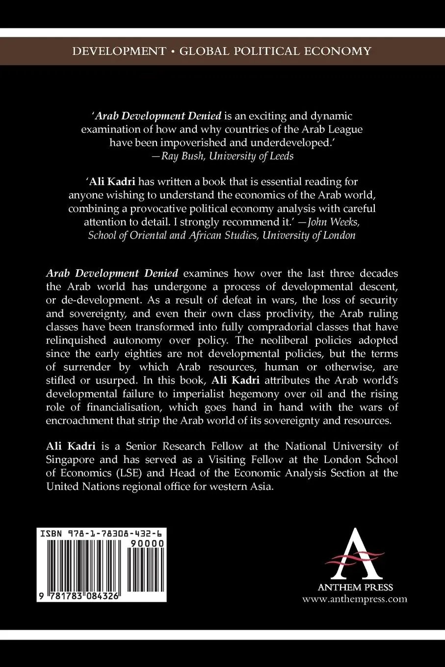 Rückseite: 9781783084326 | Arab Development Denied | Ali Kadri | Taschenbuch | Englisch | 2015