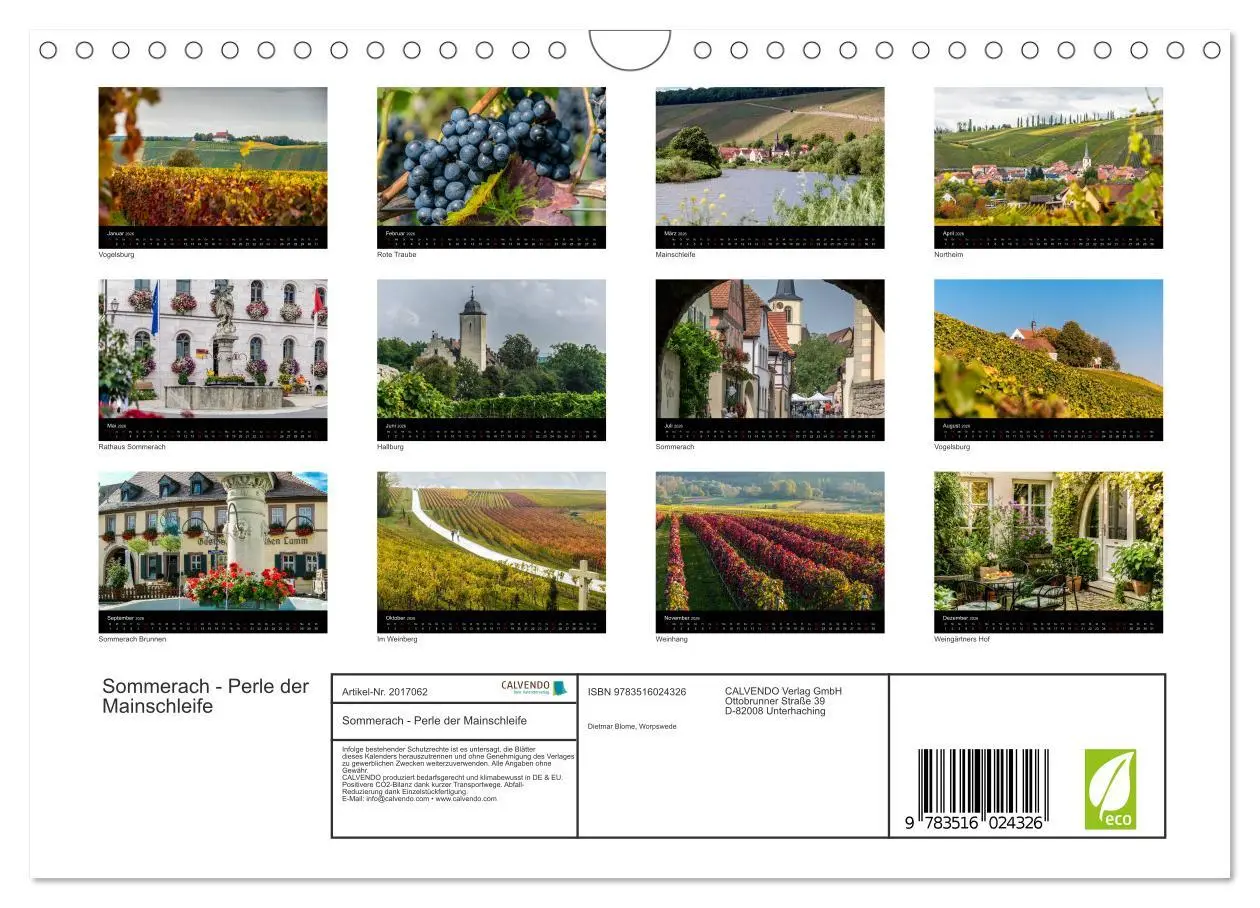 Bild: 9783516024326 | Sommerach - Perle der Mainschleife (Wandkalender 2026 DIN A4 quer),...