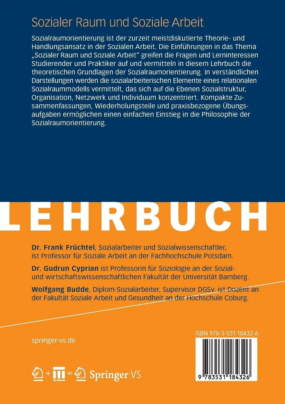 Rückseite: 9783531184326 | Sozialer Raum und Soziale Arbeit | Textbook: Theoretische Grundlagen