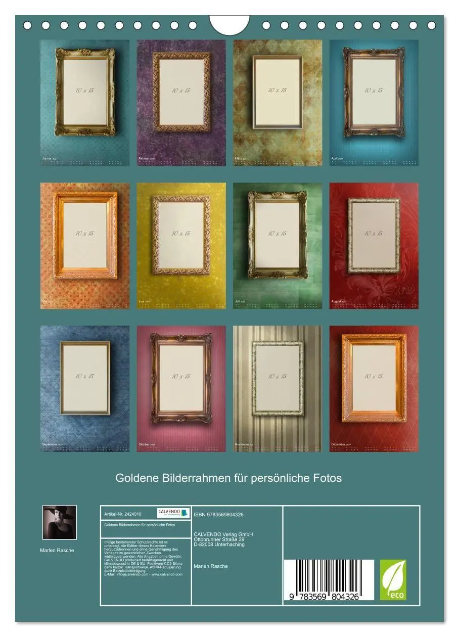 Bild: 9783569804326 | Goldene Bilderrahmen für persönliche Fotos (Wandkalender 2027 DIN...