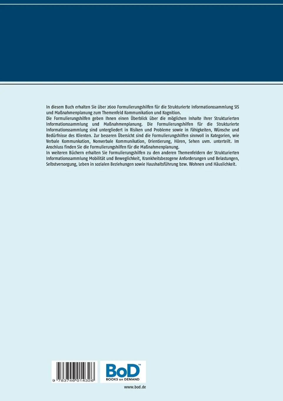 Rückseite: 9783746014326 | Formulierungshilfen für die Strukturierte Informationssammlung SIS...