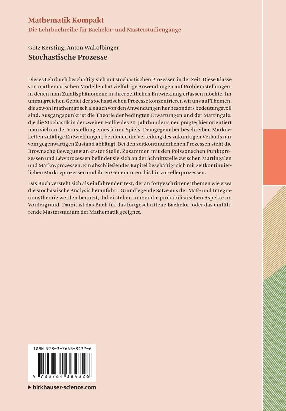 Rückseite: 9783764384326 | Stochastische Prozesse | Anton Wakolbinger (u. a.) | Taschenbuch