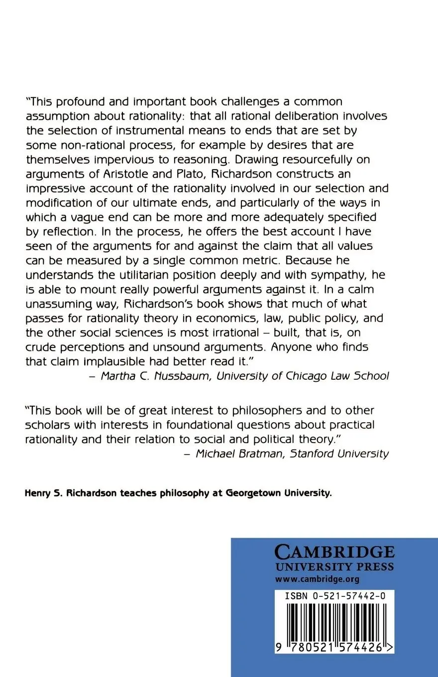 Rückseite: 9780521574426 | Practical Reasoning about Final Ends | Henry S. Richardson | Buch
