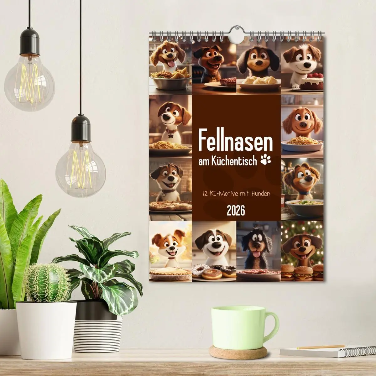 Bild: 9783516704426 | Fellnasen am Küchentisch - 12 KI-Motive mit Hunden (Wandkalender...