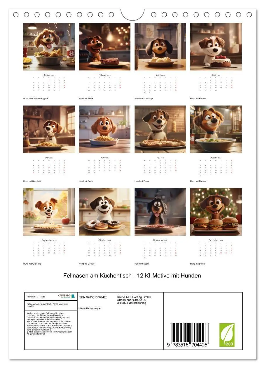 Bild: 9783516704426 | Fellnasen am Küchentisch - 12 KI-Motive mit Hunden (Wandkalender...