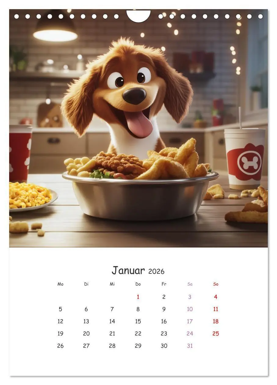 Bild: 9783516704426 | Fellnasen am Küchentisch - 12 KI-Motive mit Hunden (Wandkalender...