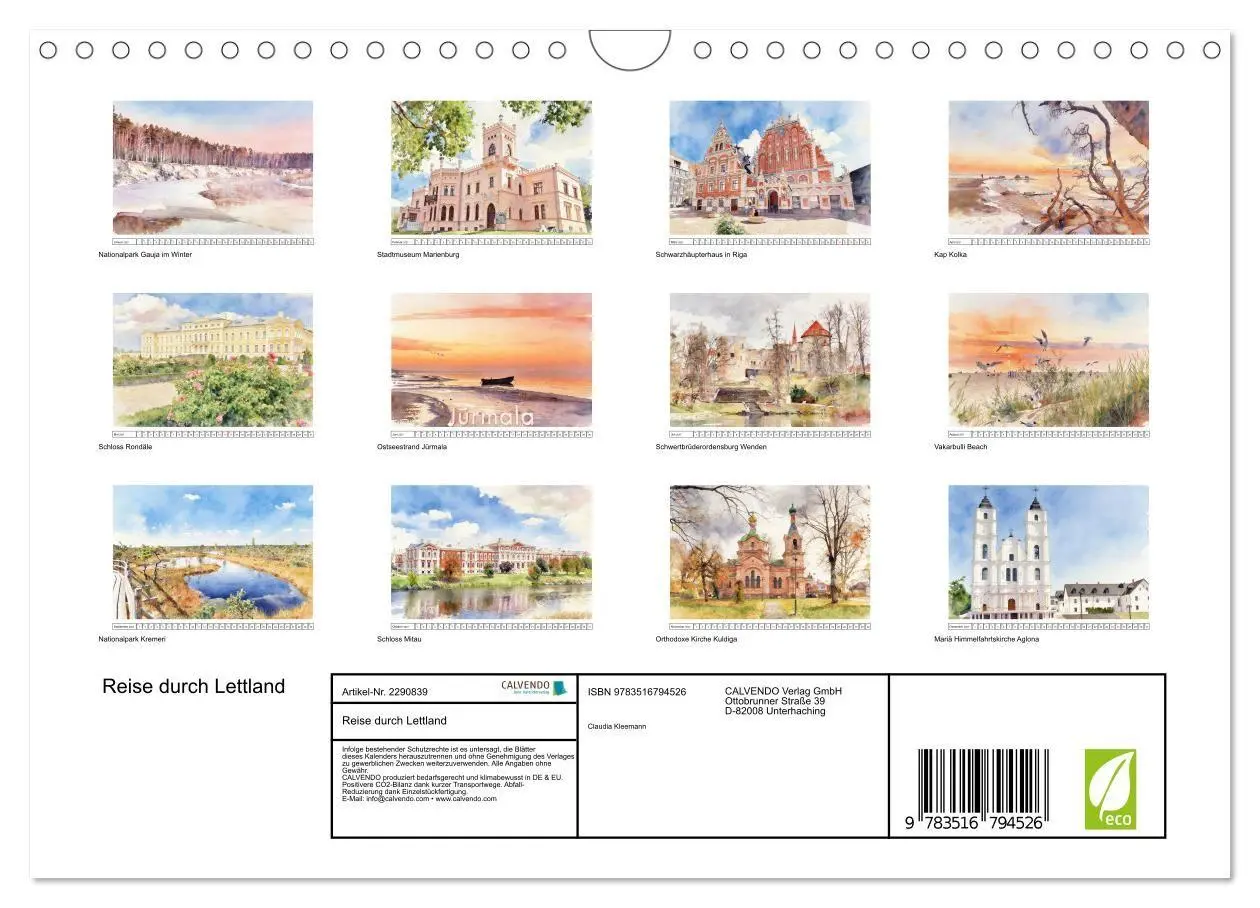 Bild: 9783516794526 | Reise durch Lettland (Wandkalender 2027 DIN A4 quer), CALVENDO...